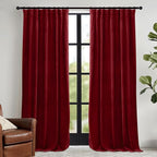 RYB HOME Red Velvet Curtains 84 inches- Room Darkening Curtains Heavy Duty - Image 2