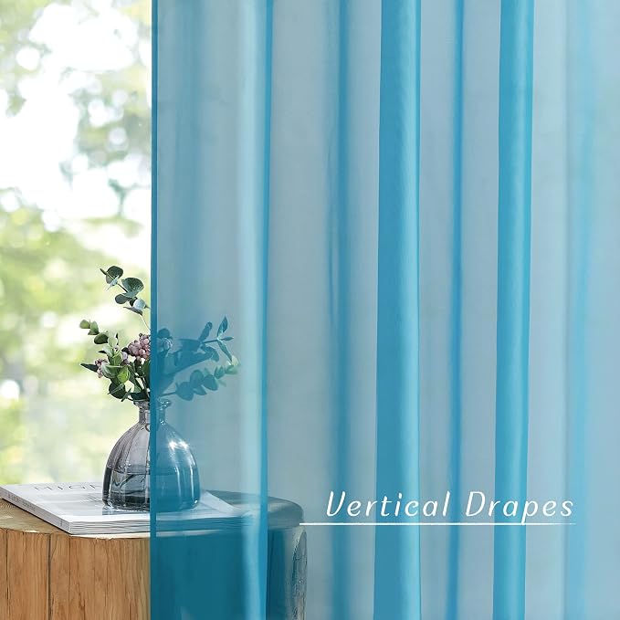 NICETOWN Bedroom Curtains for Windows 84 inch Length, Grommet Casual Voile Sheer - Image 2