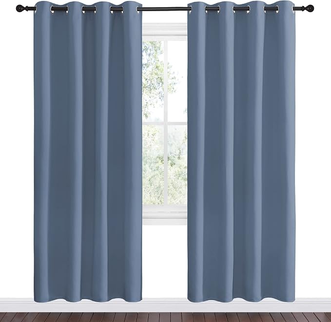 NICETOWN Stone Blue Room Darkening Curtain Panels 78" Length - Image 2