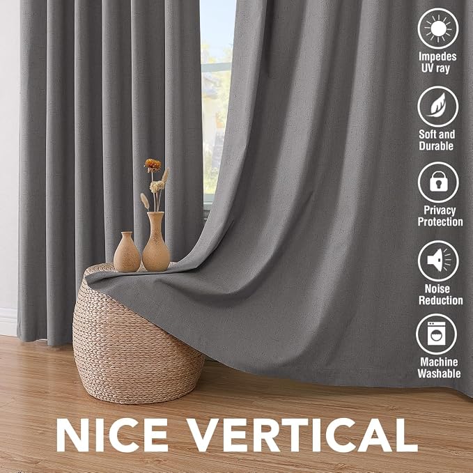 H.VERSAILTEX Linen Blackout Curtains 84 Inches Long 100% Absolutely Blackout - Image 7