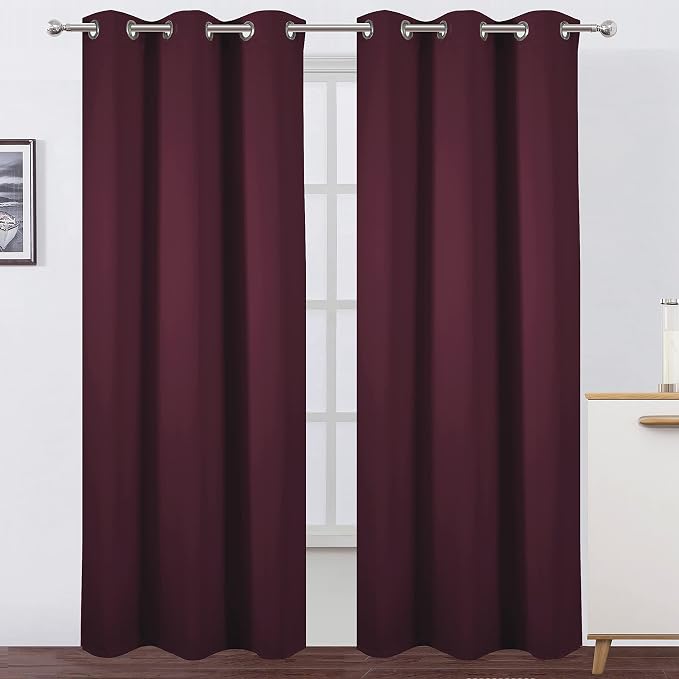 LEMOMO Burgundy Red Thermal Blackout Curtains/38 x 84 Inch/Set of 2 Panels Room by Lemomo