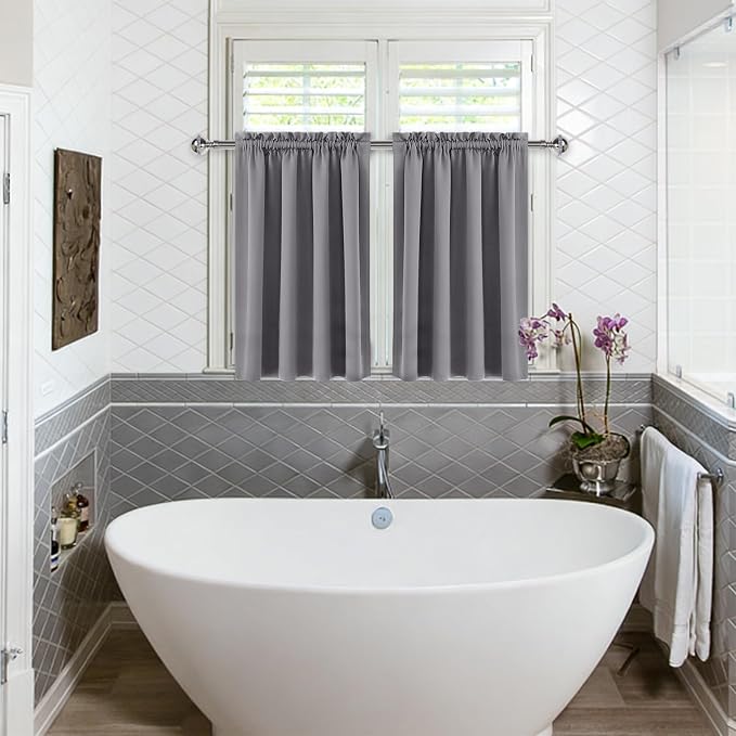 DWCN Short Grey Blackout Curtains - Image 2