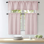 OWENIE Bob Valance Curtains 18 Inch Length 1 Piece, Faux Linen Slub Solid Blush - Image 8