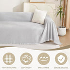 MYSKY HOME Couch Cover for Pets Light Grey Couch Covers for 2 Cushion Couch - Image 2
