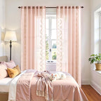 jinchan Belrose Pink Floral Sheer Curtains - Image 3