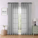 Lecloud Charcoal Grey Sheer Curtains by Lecloud