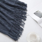 BOURINA Navy Throw Blanket 60x80 Inches Throw Textured Solid Soft Sofa Throw - Image 3