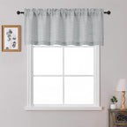 OWENIE Grey Valances for Windows 1 Pcs 20 Inch Length, Light Filtering Textured by OWENIE