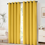Yakamok Mustard Yellow Room Darkening Grommet Window Drapes Thermal Insulated - Image 2