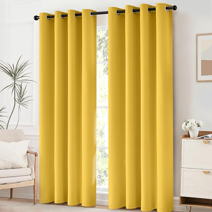 Yakamok Grommet Room Darkening Soft Thermal Insulated Mustard Yellow Blackout - Image 2