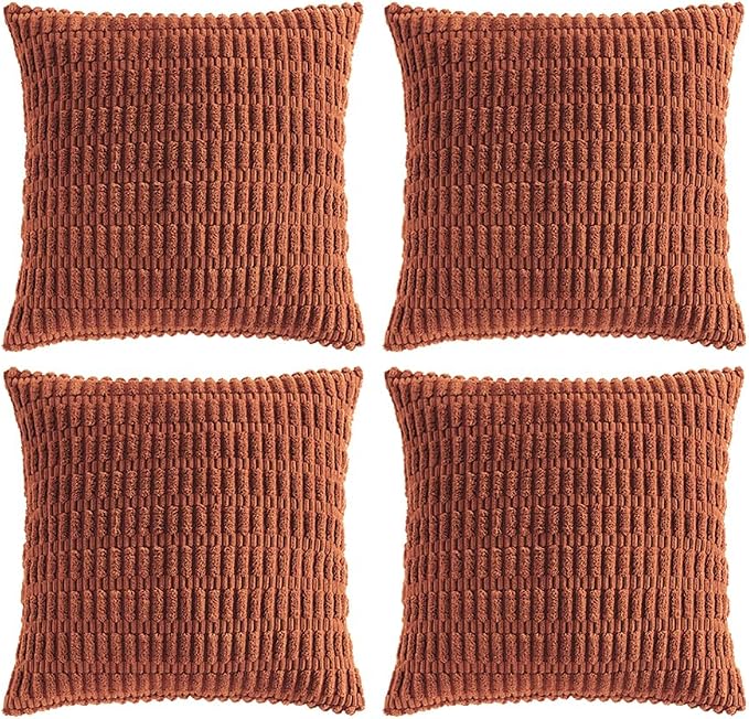 Fancy Homi 4 Packs Rust Decorative Throw Pillow Covers 18x18 Inch by Fancy+Homi