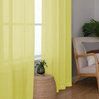 OWENIE Sheer Lemon Curtains for Bedroom Living Room 63 Inch Length 2 Panels Set - Image 3