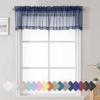 Lecloud Navy Blue Window Valance 14 Inches Long 2 PCS, Solid Voile Blue by Lecloud