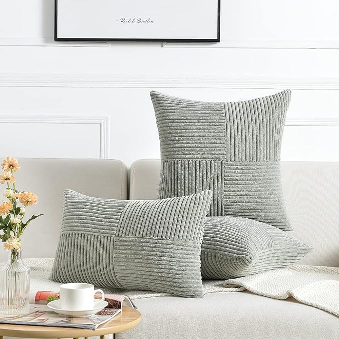 Fancy Homi 2 Packs Grey Samll Decorative Throw Pillow Covers 12x12 Inch - Image 6