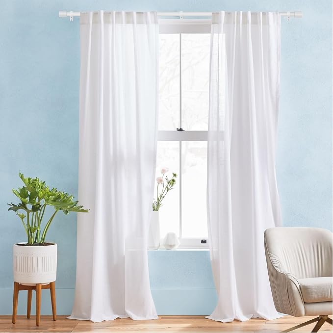 IFELS Heavy Duty Curtain Rods for Windows 66 to 120 Inch, 1 Inch White Curtain - Image 2