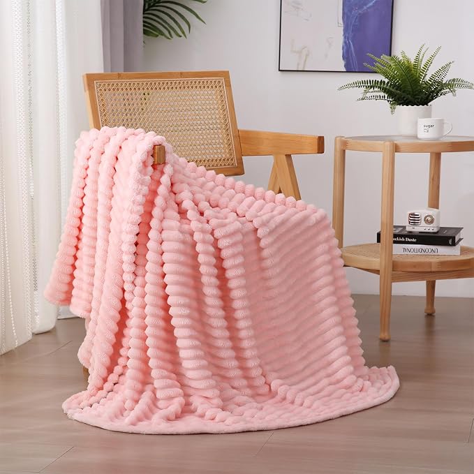 Light Pink Fleece Throw Blanket 90”×90” - Image 3