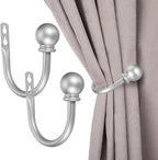 Sumnacon Set of 2 Decorative Curtain Holdbacks, Wall Mounted Aluminum Alloy by Sumnacon