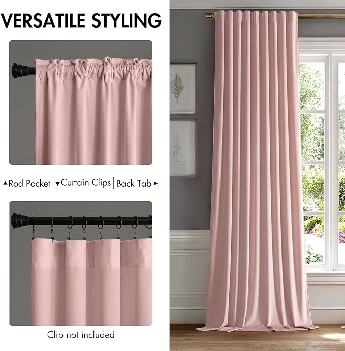 MIULEE Baby Pink Velvet Curtains 84 inches - Image 2