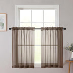 Cafe Curtains 36 Inch Length Tier 2 Pieces, Modern Soft Airy Sheer Kitchen by WelvetBLK