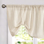 jinchan Tie Up Linen Textured Striped Bow Tie Curtain by JINCHAN