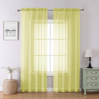 Lecloud Lemon Sheer Curtains 84 Inches Long 2 Panels, Solid Voile Light by Lecloud