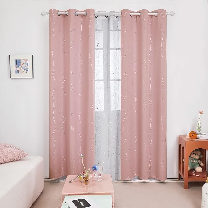 Deconovo Pink Blackout Curtains - Image 2