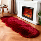 linmopm Faux Fur Rug Sheepskin Shag Fluffy Fuzzy Red 2x6 ft Runner Rugs by Limopmfauxfurproducts
