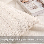 Pack of 2 Corduroy Decorative Throw Pillow Covers 12x20 Inch Soft Striped - Image 2