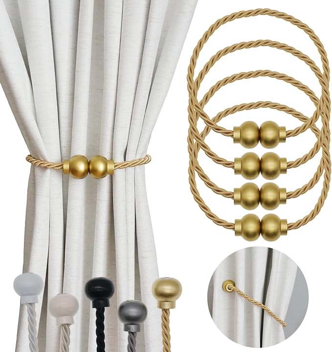 4 Pack Magnetic Curtain Tiebacks Modern Handmade Rope Curtain Tie Backs by HIASTRA