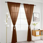 SpaceDresser Brown Sheer Curtains 4 Panels Rod Pocket Semi-Sheer Curtain 90 - Image 3