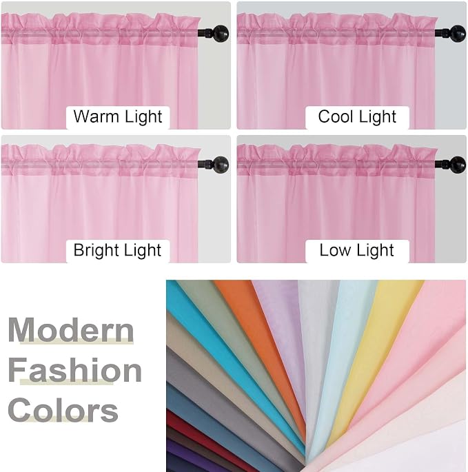 Pink Sheer Curtains 84 Inches Long 2 Panels, Soft Airy Light Filtering Curtains - Image 7