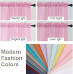 Pink Sheer Curtains 84 Inches Long 2 Panels, Soft Airy Light Filtering Curtains - Image 7