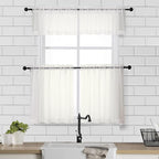 Chyhomenyc Sheer Curtains Tiers 2 Pieces Set, Light Filtering Small Curtains 24 - Image 2