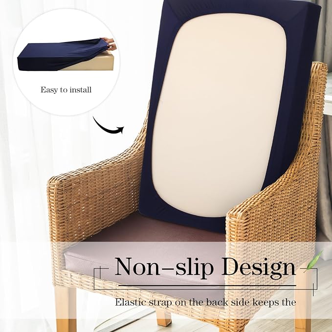 Newwiee Set of 4 Stretch Patio Cushion Covers Sofa Couch Seat Chair Slipcovers - Image 4
