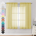 OVZME Mustard Yellow Sheer Curtains 63 Inches Length 2 Panels Rod Pocket Light by OVZME