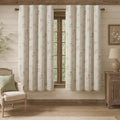 Boho Floral 100% Blackout Curtains 63 Inch Length 2 Panels Set, Linen Texture by Unknown