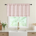 Blush Pink Valances for Windows, Light Filtering Faux Linen Textured Small by WelvetBLK