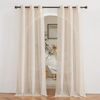 NICETOWN Semi Sheer Beige Curtains 84 inches Long, Grommet Linen Weave Vertical by NICETOWN