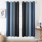 Estelar Textiler Navy Blue and Black Ombre Blackout Curtains 72 Inch Length 2 - Image 2