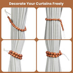 Wood Bead Curtain Tiebacks, KLOGTSIND Set of 4 Curtain Holdbacks - Image 3