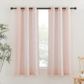 NICETOWN Pink Curtains for Girls Bedroom, Decorative Grommet Flax Linen by NICETOWN