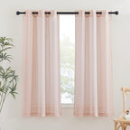 NICETOWN Pink Curtains for Girls Bedroom, Decorative Grommet Flax Linen by NICETOWN
