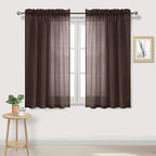 DWCN Brown Sheer Curtains Semi Transparent Voile Rod Pocket Curtains by DWCN
