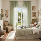 WAZZIO Boho Lace Curtains 2 Panels 84 Inch -Vintage Victorian Sheer Panel Drape - Image 2