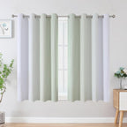 Estelar Textiler Sage and Greyish White Blackout Curtains 54 Inch Length - Image 2