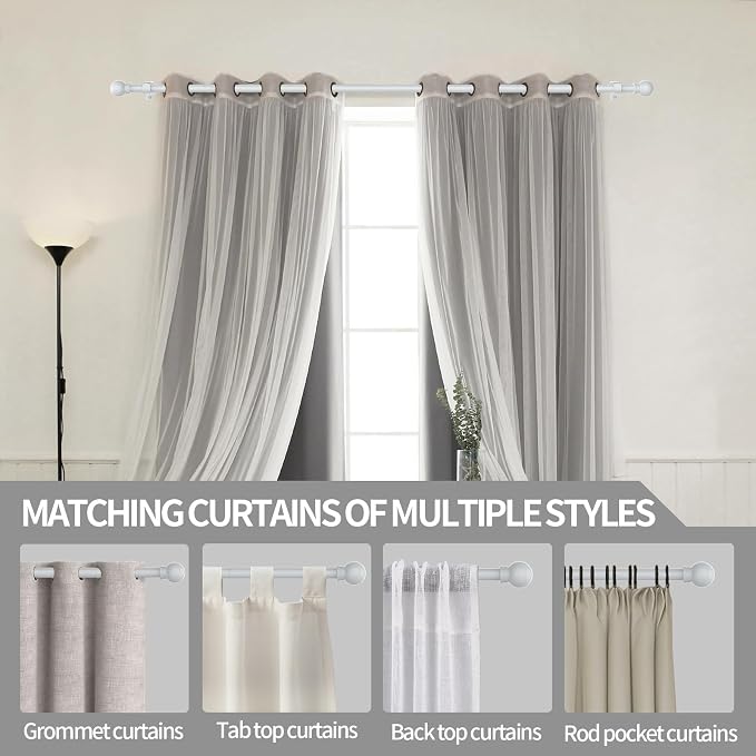 Thestoa Curtain Rods for Windows 48 to 84-92 Inch, Stainless Steel Rods for - Image 6
