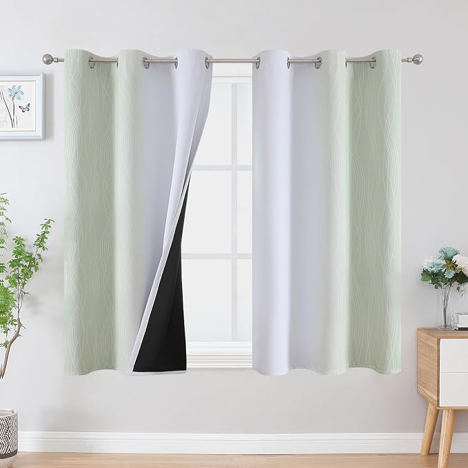 Estelar Textiler Sage Green and Greyish White Ombre Blackout Curtains 54 Inch by ESTELARTEXTILER