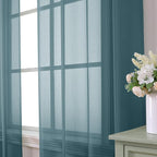 Aiyufeng Dusty Blue Sheer Curtains 72 Inch Length 2 Panels Set, Light Filtering - Image 2