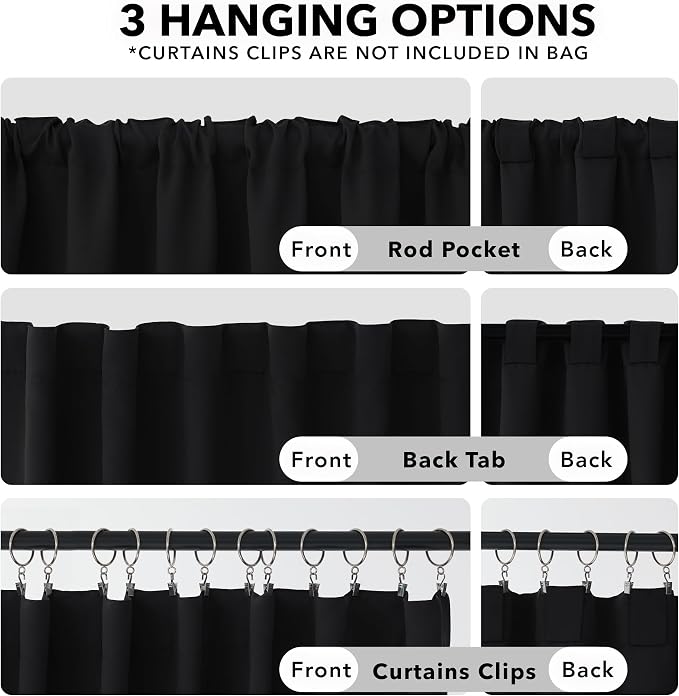 Deconovo Blackout Curtains, Thermal Insulated, W42 x L72 2 Panels, Back Tab - Image 2