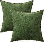 MIULEE Pack of 2 Couch Pllow Covers 18x18 Inch Moss Green Farmhouse Decorative - Image 6